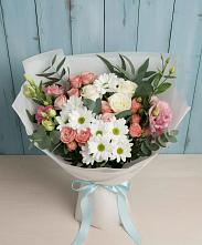 Букет цветов из:  Розы, Лизиантусы и Хризантемы в Прокудском