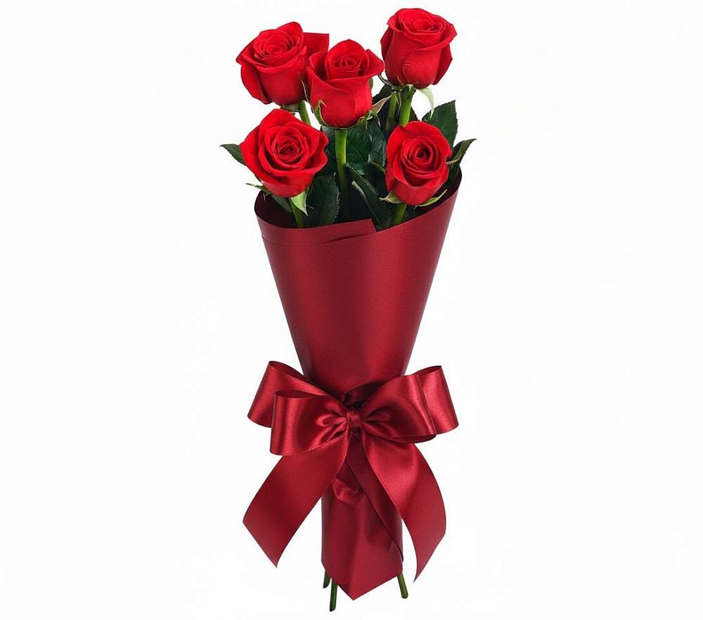 Букет 5 Красных роз Эдлесс Лав в Прокудском