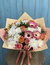 Букет цветов из:  Розы, Герберы и Хризантемы #REPLACE_PRED# Прокудском
