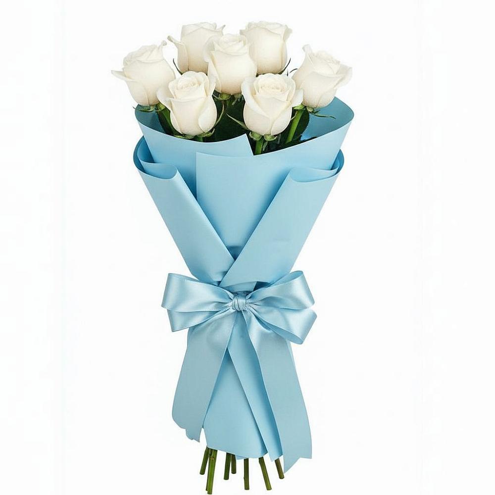 Букет 7 белых роз Проуд в Прокудском