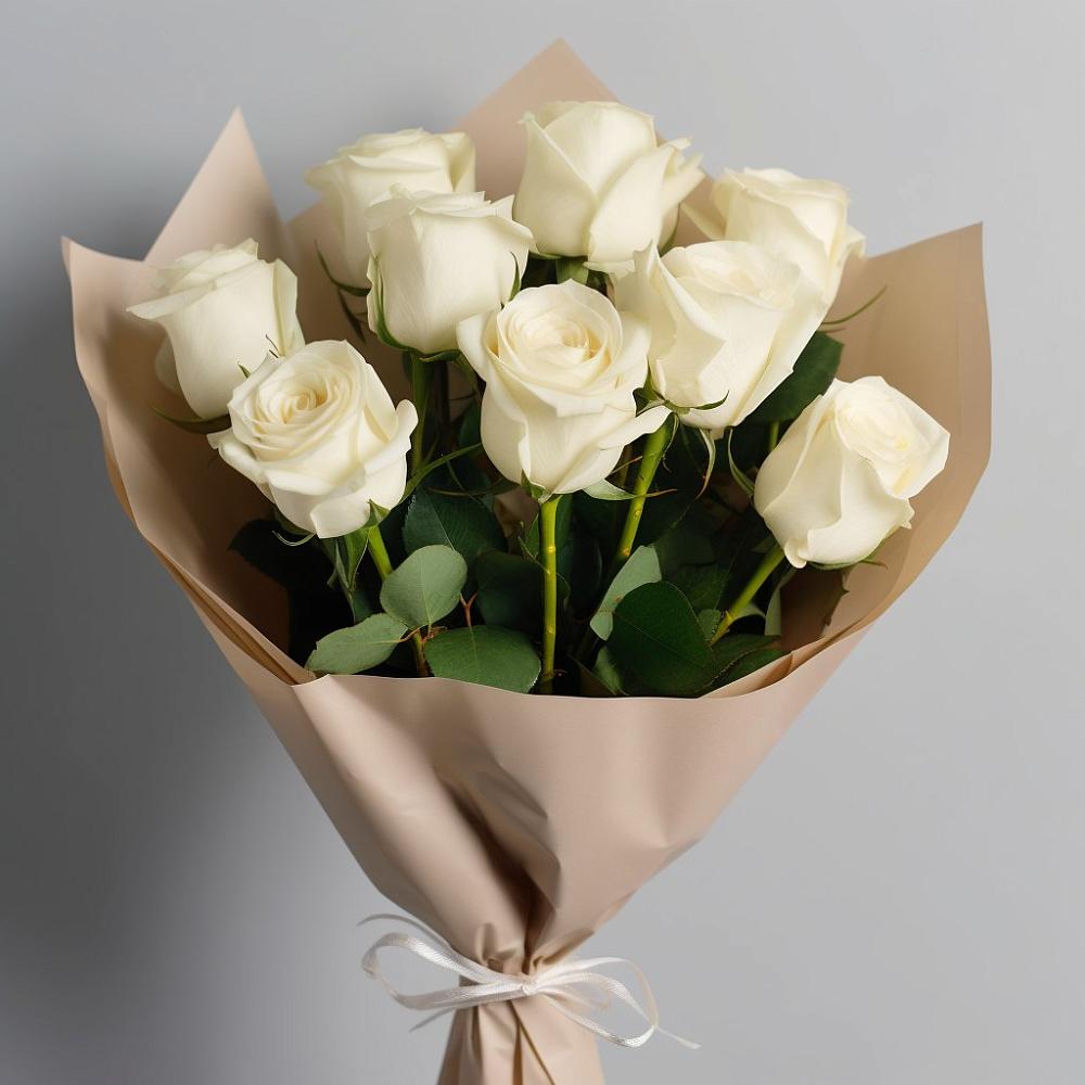 Букет 9 Белых роз Эдлесс Лав в Прокудском