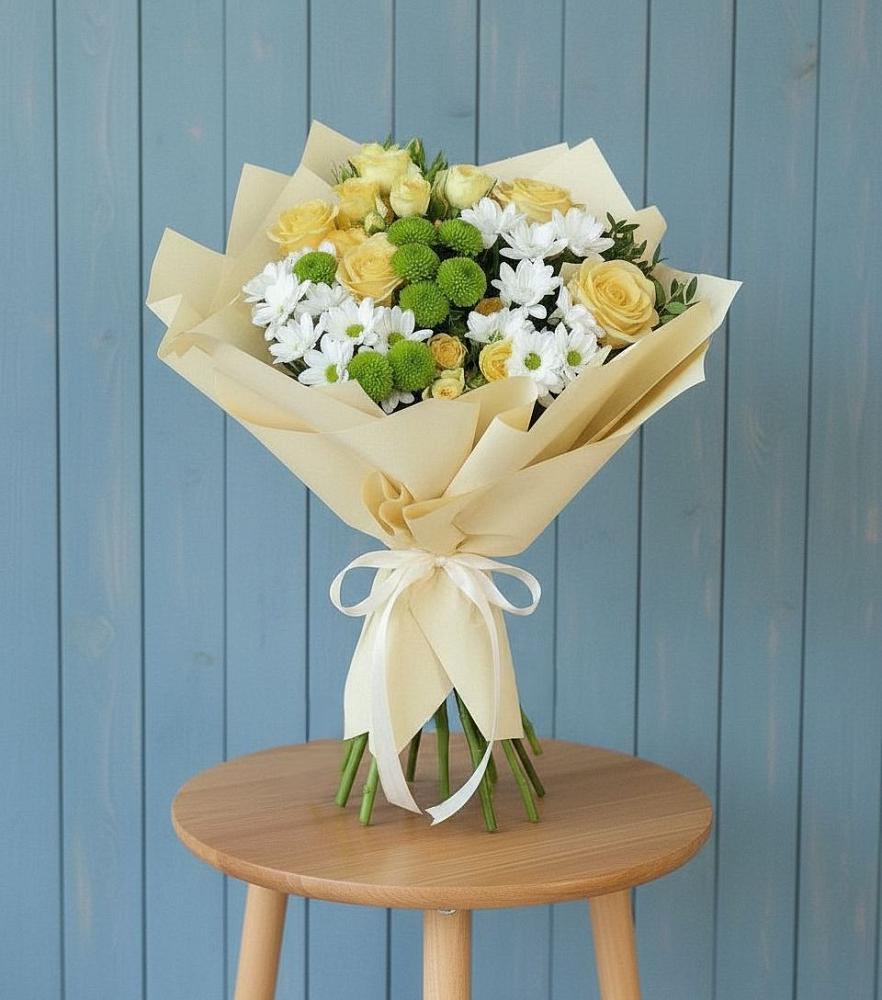 Букет цветов из: Хризантемы и Розы в Прокудском