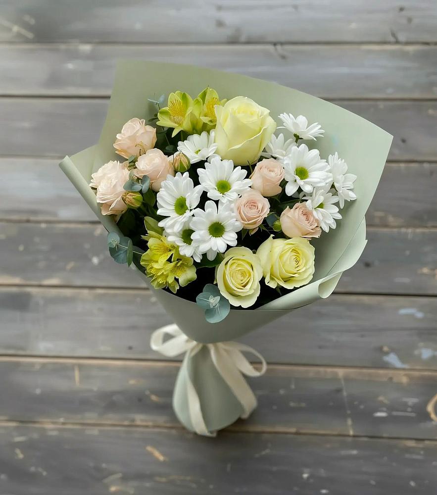 Букет цветов из: Альстромерии, Розы и Хризантемы в Прокудском