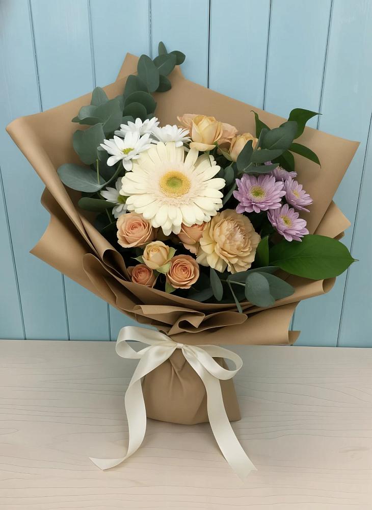 Букет цветов из: Герберы и Хризантемы в Прокудском