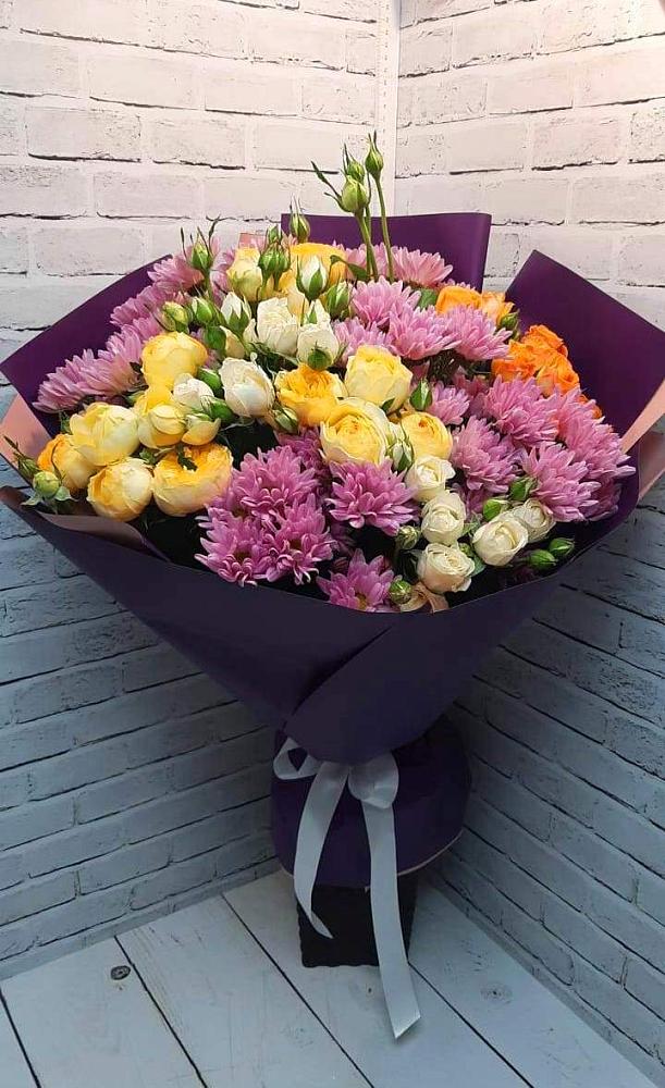 Букет цветов из: Хризантемы и Розы в Прокудском