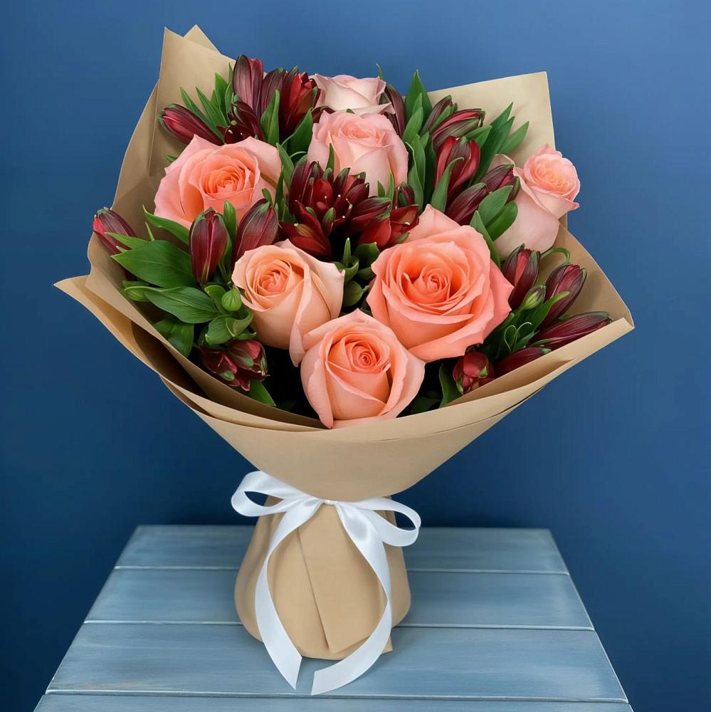 Букет цветов из: Розы и Альстромерии в Прокудском