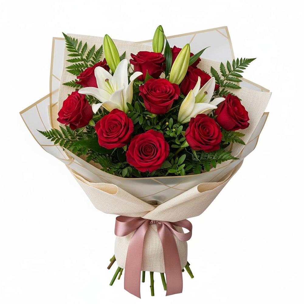 Букет цветов из: Лилии и Розы в Прокудском