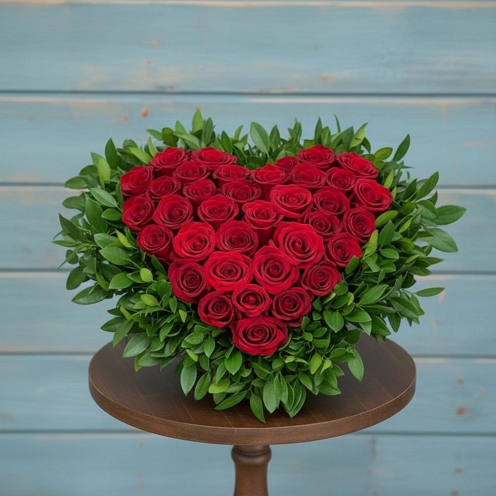 Цветочная композиция из Розы в виде сердца в Прокудском