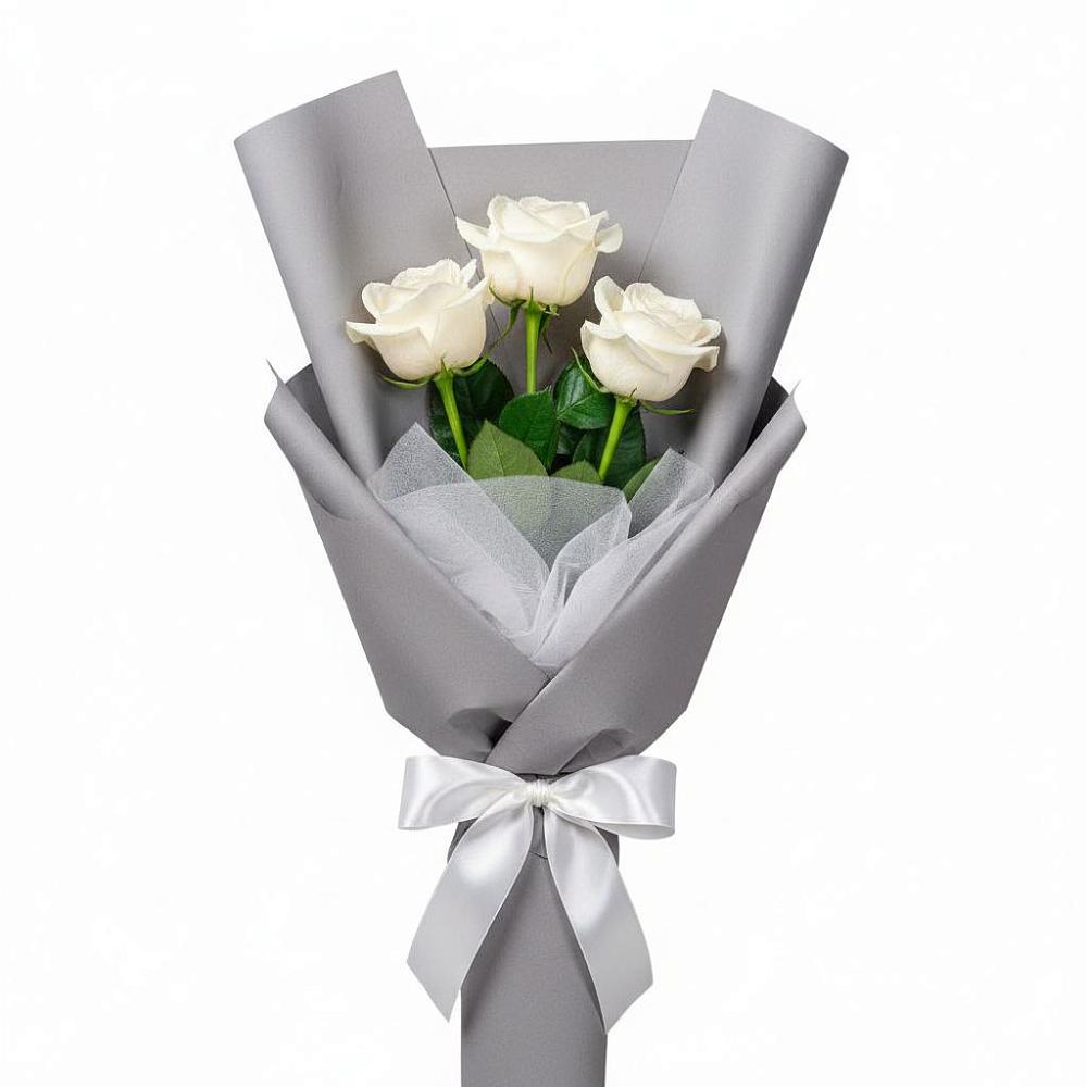 Букет 3 белые розы в Прокудском