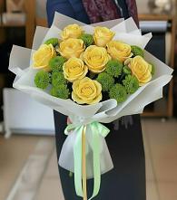 Букет цветов из:  Хризантемы и Розы в Прокудском