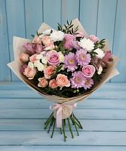 Букет цветов из:  Хризантемы, Розы и Альстромерии в Прокудском