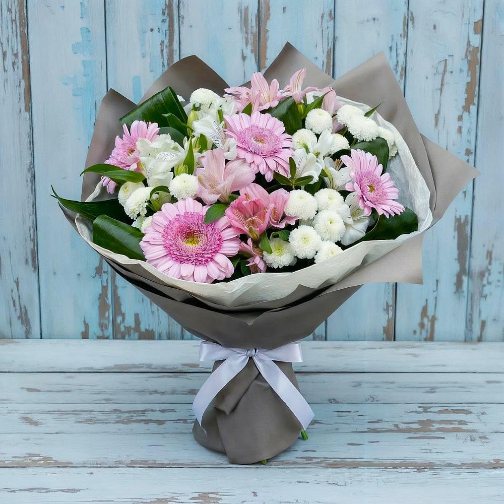 Букет цветов из: Герберы, Альстромерии и Хризантемы в Прокудском