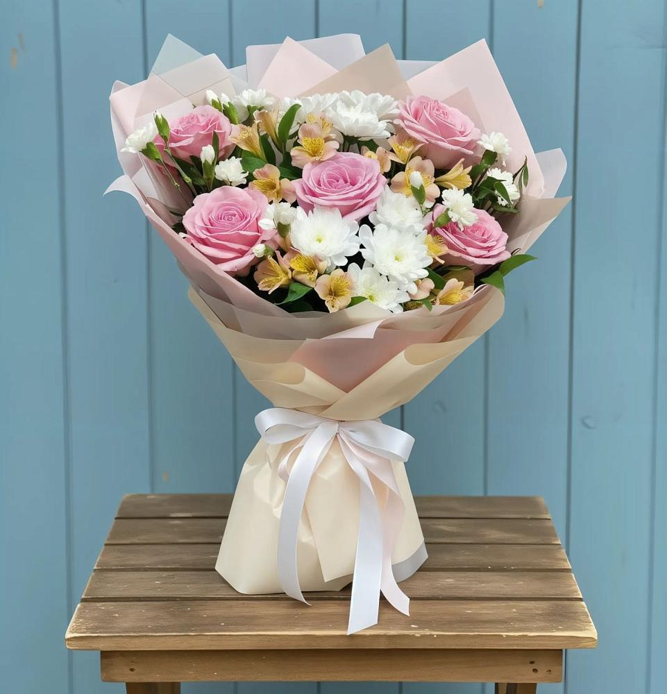 Букет цветов из: Гвоздики, Орхидеи и Розы в Прокудском